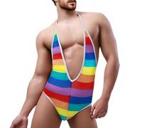 RUMAOZIA Pride Outfit Men's Swimsuit Sexy Mankini Borat Suit Sexy Underwear for Men Alternative Party Costume Bikini for Men Body with Rainbow Print Jockstrap Beach Swimwear Erotic String Body