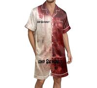 RUMAOZIA Problem Solved Halloween Pyjamas Men's Bloody Blood Splash Pattern Two Piece Suit Shirts and Shorts Summer 2-Piece Pyjama Set Leisure Suit Lounge Wear Sleepwear, pink, XL