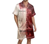 RUMAOZIA Problem Solved Halloween Pyjamas Men's Bloody Blood Splash Pattern Two Piece Suit Shirts and Shorts Summer 2-Piece Pyjama Set Leisure Suit Lounge Wear Sleepwear, orange, S