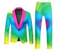 RUMAOZIA Rainbow Suits 2-Piece Men's Suit Jacket and Suit Trousers Two-Piece Party Men's Suits Carnival Costume Rainbow Funky Suits Suit Neon Coloured Blazer Trousers Suits Slim Fit Men's Suit, Light