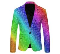 RUMAOZIA Sequin Jacket Men's Gold Glitter Blazer Stretch Jacket for Wedding Party Performance Costume Sporty Night Club Host Emcee Performance Suit Jacket for Business Leisure, P Purple, L