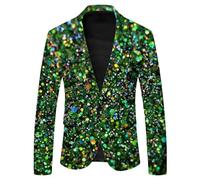RUMAOZIA Sequin Jacket Men's Party Blazer Men's Blazer Jacket Elegant Sequin Tuxedo Jacket New Year's Eve Party Shining Suit Jacket Glitter Outfit Suit Jacket Carnival Costumes, O Green, L