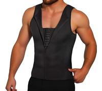 RUMAOZIA Shapewear Undershirt Men's Tummy Control Compression Underwear Tank Top Men's Compression Shirt Body Shaper with Tummy Control Waist Belt Sauna Vest Fitness Corset Sweat Vest, O Black, 3XL