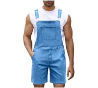 RUMAOZIA Short Men's Jeans Dungarees Denim Dungarees Men's Denim Shorts Cotton Summer Cargo Overall Pants Bib Jeans Boys Cool Jumpsuit Retro Outdoor Work Trousers Jogger Streetwear, Blue 2, L
