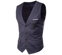 RUMAOZIA Sleeveless Vest Men's Suit Vest Large Sizes Men's Vests Korean Slim Fit Plain Western Casual Stylish Men's Vest with Buttons Casual Vest Business Vest for Men, darkgray, L