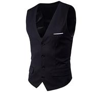 RUMAOZIA Sleeveless Vest Men's Suit Vest Large Sizes Men's Vests Korean Slim Fit Plain Western Casual Stylish Men's Vest with Buttons Casual Vest Business Vest for Men, black, XL