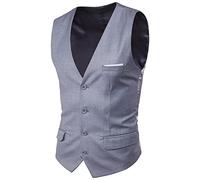 RUMAOZIA Sleeveless Vest Men's Suit Vest Large Sizes Men's Vests Korean Slim Fit Plain Western Casual Stylish Men's Vest with Buttons Casual Vest Business Vest for Men, gray, XXL