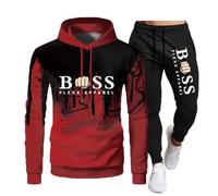 RUMAOZIA Tracksuit Set Men's Regular Fit Sports Suit 2-Piece Jogging Suit Winter Padded Tracksuit with Hoodie and Jogging Bottoms Sports Suit Hip Hop Streetwear Teenager Sportswear, Z02 Red, M