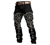 RUMAOZIA Viking Jogging Bottoms Men's with Nordic Mythology Symbols Medieval Jogging Bottoms Wide Leg Sports Trousers Viking Long Sweatpants with Motif Straight Sports Trousers Casual Streetwear, O