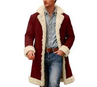 RUMAOZIA Winter Coat Men's Long Christmas Fleece Coat Warm Lined Wool Coat Thick Flannel Winter Parka Thermal Coat Outdoor Winter Jacket Winter Coats with Lapel Collar Fleece Jacket Plush Jacket, O