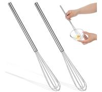 Rumayee Small Whisk,2Pcs Mini Hand Whisk Stainless Steel Balloon Whisks Tiny Wire Long Manual Whisk Egg Beater Utensil Egg Beaters set Kitchen Tool for Coffee Frothing Whisking Eggs Mixing Sauces