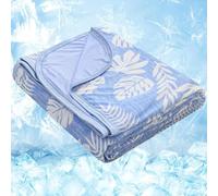 RUMBALUXY Cooling Blanket for Hot Sleepers - Soft & Lightweight Summer Cold Blanket for Night Sweats | Perfect for Bed, Couch, Sofa (Blue, Queen 228 x 228cm, Tropical)