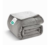 RUMBALUXY Thick & Warm Sherpa Fleece Blanket Double Size for Winter Bed | Fluffy Soft & Cosy Throw for Sofa Couch Camping, Machine Washable Plush Blankets, All Season Comforter, Light Grey, 152x203cm