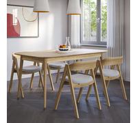rumbek wooden extending dining table with 4 chairs in natural