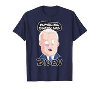 Rumbling Bumbling Biden Funny Anti Joe Biden Caricature T-Shirt, Men, Navy Blue, 3X-Large