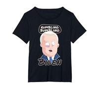 Rumbling Bumbling Biden Funny Anti Joe Biden Caricature T-Shirt, Women's Plus, Black, 5X