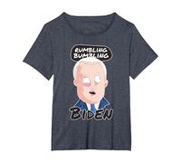 Rumbling Bumbling Biden Funny Anti Joe Biden Caricature T-Shirt, Women's Plus, Heather Blue, 3X