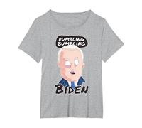 Rumbling Bumbling Biden Funny Anti Joe Biden Caricature T-Shirt, Women's Plus, Heather Grey, 6X