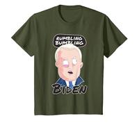 Rumbling Bumbling Biden Funny Anti Joe Biden Caricature T-Shirt, Youth, Olive Green, Medium
