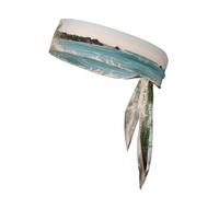 Rumbling Ocean Palm Trees Print Sport Head Ties Headbands Bandanas Workout Hair Band Athletic Sweatbands for Running Tennis