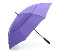 RUMBRELLA 62 Inch UV Golf Umbrella Large Oversize Double Canopy Vented Windproof Auto Open Stick Umbrella (Purple)