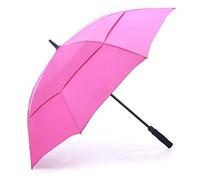 RUMBRELLA Golf Umbrella Windproof UV Umbrellas Large UPF 50+ Auto Open 55IN (B: Hot Pink)