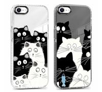 RUMDEY 2 Pack Clear Phone Case for iPhone 7/8 / SE 2020 / SE 2022 4.7 inch, Cute Black Cat Aesthetic Pattern Design Protective Soft Slim Shockproof TPU Bumper Cover for Girls Woman-Cat