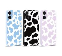 RUMDEY 3 Pack Cute Cow Print Girls Woman Phone Case for IP 17 6.3", Aesthetic Pattern Design Funda Matte Soft Slim Shockproof TPU Bumper Cover Funda