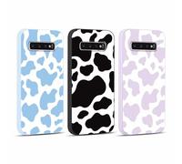 RUMDEY 3 Pack Cute Cow Print Girls Woman Phone Case for Samsung Galaxy S10 Plus 6.4", Aesthetic Pattern Design Funda Matte Soft Slim Shockproof TPU Bumper Cover Funda