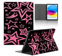 RUMDEY Cute Case for iPad 10th Generation Case 2022 iPad 10.9 Inch -Pink Stars Printed Pattern Funda Folio Cover Leather Cases for Boys Girls Women Men