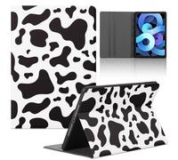 Rumdey Cute iPad Air Case - 10.9 Inch Cow Pattern Design Aesthetic Print Funda Folio Cover Leather Protective Case for Girls, Women, Men, Boys