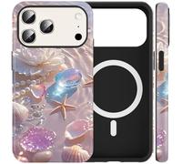 RUMDEY Cute Pink Beach Summer Phone Case for iPhone 17 Pro Max 6.9'', Compatible with MagSafe, Aesthetic Shells Starfish Pearl Flowers Cover Double Shockproof Protective Magnetic Case for Woman Girls