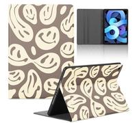 Rumdey Cute Smile Face Case for iPad Air 5th Gen / iPad Air 4th Gen - 10.9" Happy Aesthetic Preppy Pattern Funda Folio Cover Leather Protective Case for Girls, Women, Men, Boys