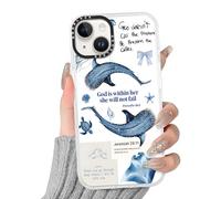 RUMDEY for iPhone 13/iPhone 14 6.1'' Christian Ocean Phone Case, Trendy Whale Shark Jesus Bible Verse Summer Beach Clear Design, Soft TPU Shockproof Anti-Yellow Protective Cover for Women Girls