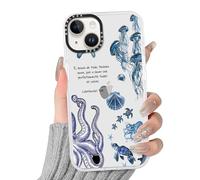 RUMDEY for iPhone 13/iPhone 14 6.1'' Clear Ocean Bible Verse Christian Phone Case, Jesus Faith with Jellyfish Octopus Turtle Summer Design, Shockproof Anti-Yellowing Protective Cover for Women Girls