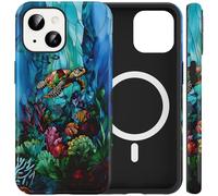RUMDEY for iPhone 13/iPhone 14 6.1'' Ocean Turtle Stained Glass Phone Case,Compatible with MagSafe,Vintage Tortoise Shell Ocean Life Summer Magnetic Case Dual Shockproof Protective Cover for Women Men