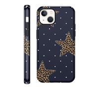 RUMDEY for iPhone 15 6.1'' Navy Blue Leopard Star Polka Dot Phone Case, Cool Cheetah Print Y2K Trendy Design, 2 in 1 Scratch-Resistant Shockproof Protective Phone Cover for Woman Girls