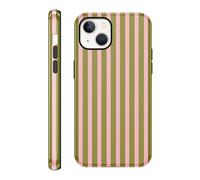 RUMDEY for iPhone 15 6.1'' Pink & Green Striped Phone Case, Trendy Stripe Cute Aesthetic Design, Shockproof Soft TPU and Hard PC Resistance Girly Protective Cover for Woman Girls