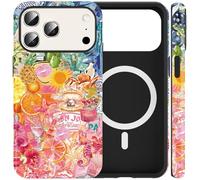 RUMDEY for iPhone 17 Pro Max 6.9'' Tropical Fruit & Ocean Collage Phone Case, Compatible with MagSafe, Summer Beach Coastal Flower Pattern 2 in 1 Shockproof Magnetic Protective Cover for Women Girls