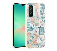 RUMDEY for Samsung Galaxy A26 5G 6.64'' Cute Summer Beach Surfing Collage Phone Case, Coastal Sailboat Floral Turtle Coral Design Phone Cover Soft TPU Protective Shockproof Case for Women Girls