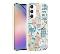 RUMDEY for Samsung Galaxy A54 5G 6.4'' Cute Summer Beach Surfing Collage Phone Case, Coastal Sailboat Floral Turtle Coral Design Phone Cover Soft TPU Protective Shockproof Case for Women Girls