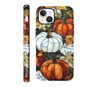 RUMDEY Stained Glass Pumpkin Autumn Case for iPhone 13/iPhone 14 6.1", Vintage Pumpkin Print Unique Fall Phone Case for Women Girls Men, Shockproof Slim TPU and Hard PC Protective Cover Funda