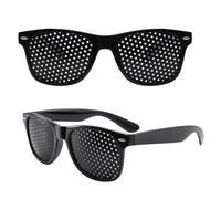 Rumgug Pack of 2 Grid Glasses for Eye Training, Grid Glasses, Eye Trainer, Hole Glasses, Grid Multidot Glasses, Pinhole Glasses, Multi Dot Glasses for Vision Improvement, Black, 60 x 135 millimeters