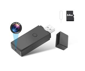 rumhams 64GB USB Flash Drive Camera,1080P Video Resolution Security, Rechargeable Portable mini Body cam,Surveillance Camera