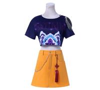Rumi Cosplay Costume Mira/Zoey Cosplay Outfit Short Jacket Crop Top Skirt Full Set Anime Cosplays Role Play Uniform Stage Performance Halloween Christmas Carnival Party Dress Up Suit for Women