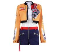 Rumi Cosplay Costume Mira/Zoey Cosplay Outfit Short Jacket Crop Top Skirt Full Set Anime Cosplays Role Play Uniform Stage Performance Halloween Christmas Carnival Party Dress Up Suit for Women
