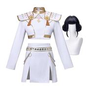 Rumi Cosplay Costume Zoey/Mira Cosplay Outfit White Short Crop Top Skirt Role Play Uniform Full Set Anime Cosplays Stage Performance Halloween Christmas Carnival Party Dress Up Suit for Women