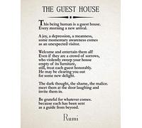 Rumi Quote The Guest House Poem by Rumi Inspiring Poem Guest House Decor Guest House Wall Art Poetry Sign Poetry Wall Art Poem Decor (5 x 7, Ivory)