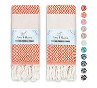Rumi & Shams Turkish Bath Towels | 2 pcs | 100% Cotton | 16x35 Orange Boho Towels | Oeko-Tex Certified