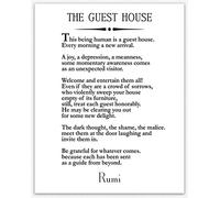Rumi 'The Guest House' Poem Decor - Inspiring Wall Art (8 x 10, White)